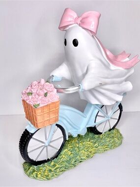 Viral Summerween Pink Bow Ghost on a Bike